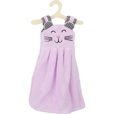 Serviette absorbante suspendue style robe à motif chat mignon (violette) (1/5)