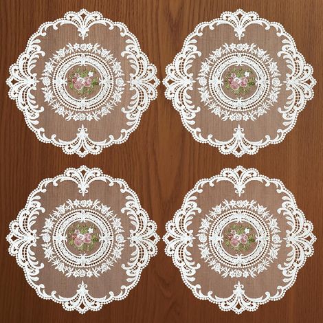Ensemble de 4 sets de table en dentelle, sets de table de style vintage pour tables et plateaux à desserts, 28 cm, Une idée cadeau idéale (1/5)