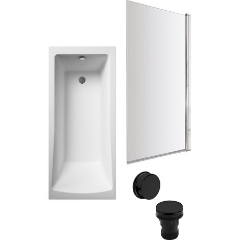 Square Single Ended 1700x700 with Leg Set & Chrome Screen & Black Waste