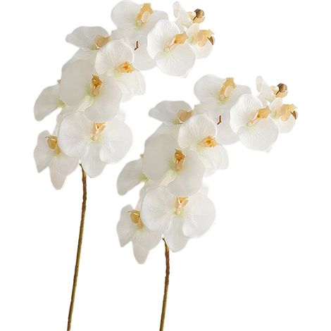 Soavoa Orchidée Artificielle Réaliste en Soie Latex, 2 Tiges de Phalaenopsis pour Décoration Mariage et Intérieur Élégant (1/4)
