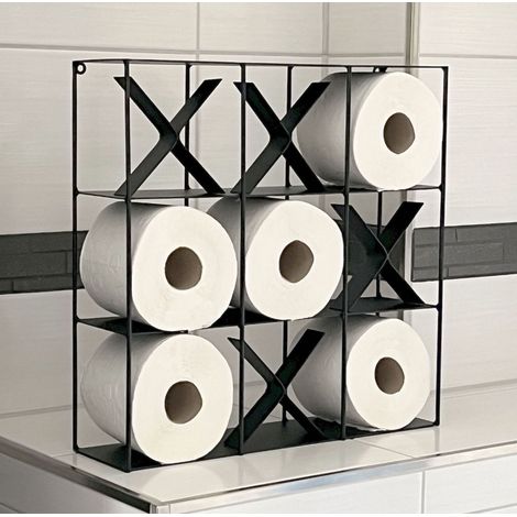 DanDiBo Toilettenpapierhalter Schwarz Metall TicTacToe 96418 Klopapierhalter Wand WC Ersatzrollenhalter Wandmontage Papierhalter Rollenhalter (1/5)
