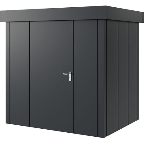 Hörmann Metall-Gerätehaus "Juno" mit Flachdach, JFD4 - Design, 214 x 166 cm (B x T), anthrazit, 1-flüglige Tür, Anschlag links (1/5)