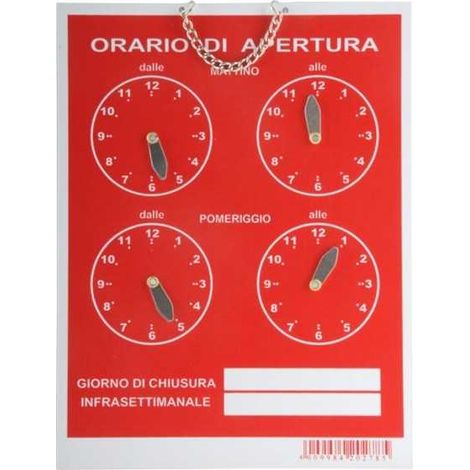 Panneau d'horaires 4 horloges Tempopol Rouge cm 16X21