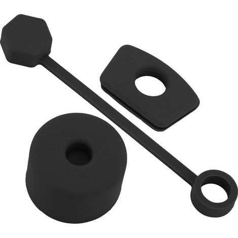 Ensemble de 4 bouchons anti-fuites en silicone pour gobelet, comprenant un couvercle de paille, un bouchon carré et un bouchon rond (noir). (1/5)