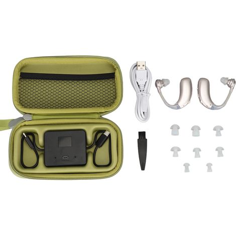 1 Paar wiederaufladbare Hörgeräte aus ABS-Silikon, ergonomisches medizinisches Gerät aus Silber. (1/5)
