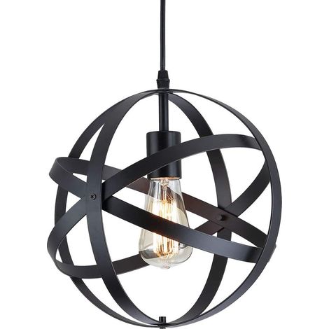 Industrial Pendant Light,Design Vintage Metal Ceiling Lamp Light Fixtures Pendant Lamp Shade Chandelier with E27 Socket Lighting Sconce for Dining Room Kitchen,220V,Ø30cm,Black