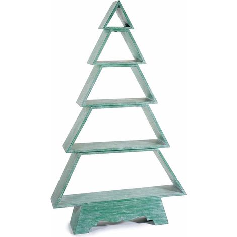Albero di Natale in Legno con 5 Mensole Colore Verde Albero di Natale per la Casa Espositore Natalizio per Vetrine e Negozi (1/3)