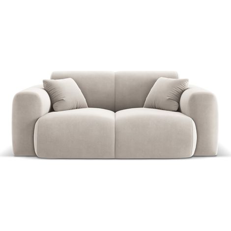 Canapé 2 places en velours beige clair (1/5)