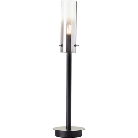 Brilliant Lampe Glasini Tischleuchte 44cm schwarz matt/rauchglas Aluminium schwarz 1x C35, E14, 25 W