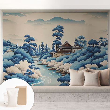 Papier peint intissé décoratif pour salon chambre et cuisine Facile à poser avec colle Nature paisible 208x146 cm (1/5)