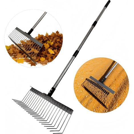 Râteau de jardin en acier — Équipé d'une poignée ergonomique un outil de jardinage robuste, durable et ultra-résistant. (1/5)