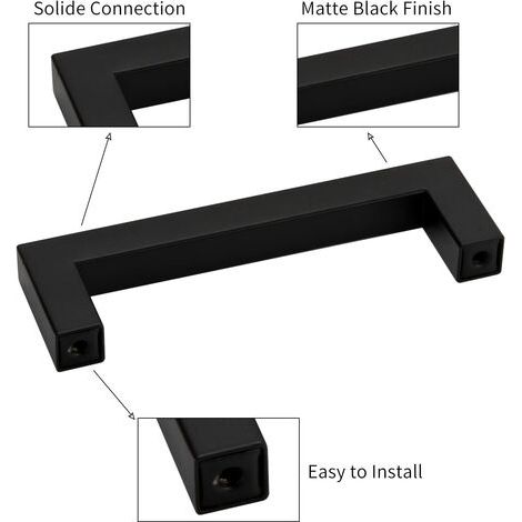 10pcs Poignée de Meuble Cuisine Noir Poignée Cuisine 128mm Poignée meuble Noir en Acier Inoxydable Pour Cuisine Porte d'armoire (1/4)