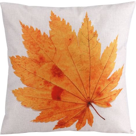 Taie D Oreiller En Lin Et Coton Motif Feuilles Automne Pour Décoration Salon Chambre Canapé 45x45 Cm (1/5)