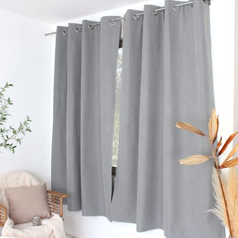 Rideau thermique FJORD 140 x 180 cm – Toile polyester – Doublure polaire noire - 140x180cm - Gris (1/2)