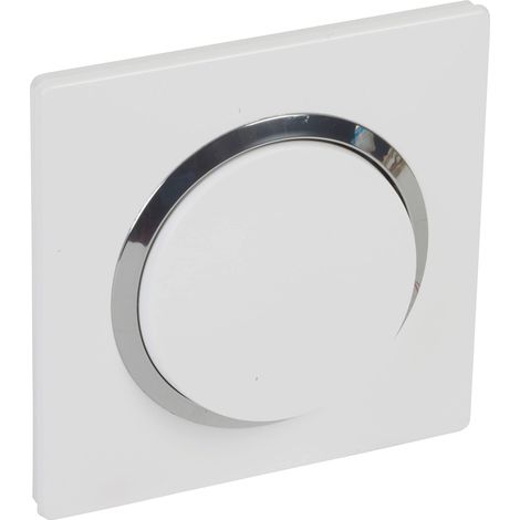 Interrupteur ou va-et-vient 10AX + plaque carrée blanche/chromé + griffes, Blanc