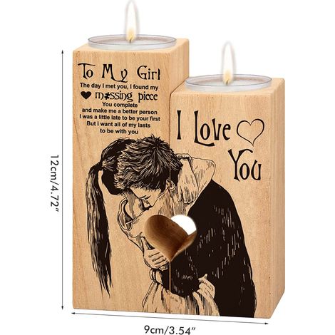 Lot de 2 bougeoirs en forme de cœur, en bois, parfaits pour la Saint-Valentin. (1/5)