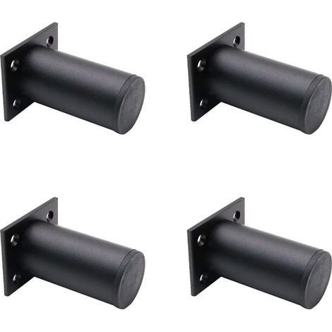 Lot de 4 pieds de meuble réglables en alliage d'aluminium noir mat 38 x 80 mm pour table basse d'armoire, jambe de support de canapé de meubles (1/5)