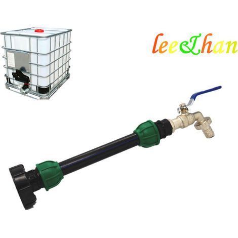 Extension tap connector for IBC rainwater tank 1000 liters, S60X6 60mm connector, with tap connector and gasket, useful for filling a watering can