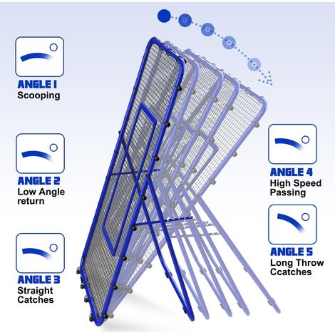 Rebondeur volley 2,1 x 1,2 m multi-angles ajustable. Structure poteaux métalliques solide pour entraînement foot, volley et basket