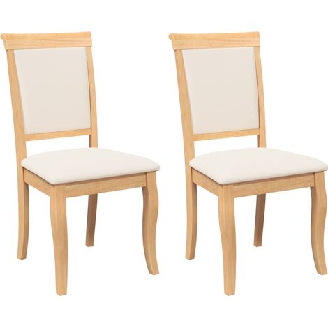 Lot de 2 Chaises à manger,Chaise de cuisine coussins naturel bois massif caoutchouc CFW24664 (1/5)