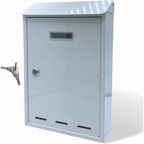 Buzón de acero blanco 20x30x6 cm con cerradura (1/4)