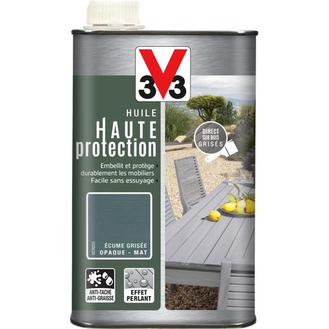 Huile bois extérieur Haute Protection Opaque V33 Ecume Grisée 1L (1/4)