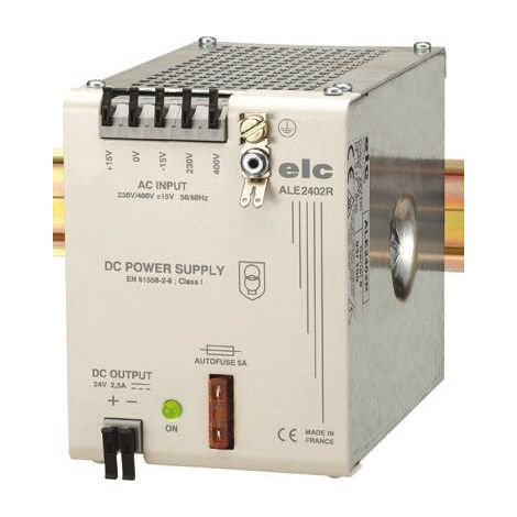 Alimentation pour rail DIN ELC, série ALE, 24V c.c. 2.5A, 230 400V c.a., 60W (1/2)