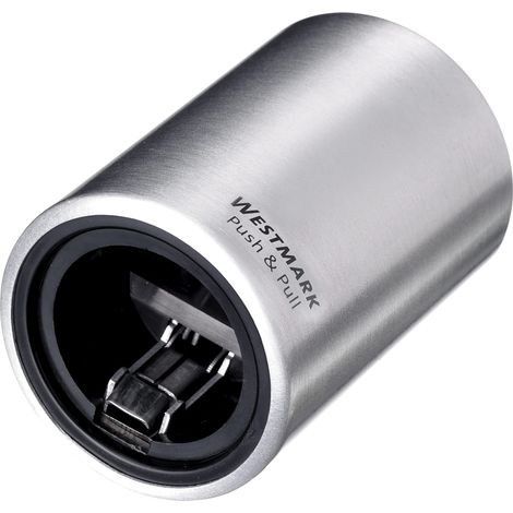Westmark Apribottiglie automatico, Per tappi a corona, Alluminio spazzolato, Push&Pull, Argento, 5,3 x 5,3 x 8 cm (1/4)