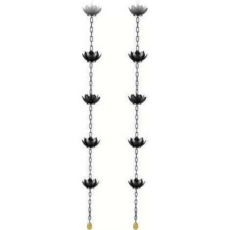 Lot de 2 chaînes de pluie Lotus pour gouttières extérieures, pour remplacer le tuyau de descente de gouttière, dérivation de l'eau (1/4)