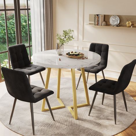 tavolo pranzo 80 cm set 5 pezzi effetto marmo OKMYHOME (1/3)