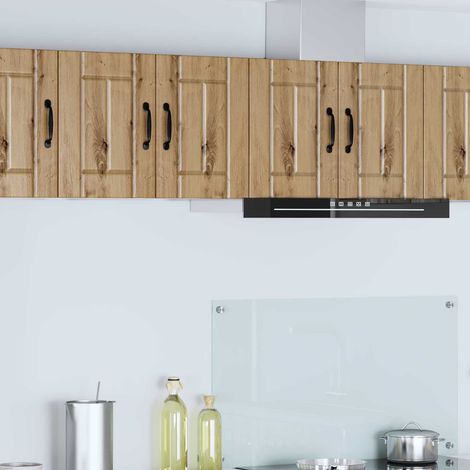 Armoire murale cuisine en bois d’ingénierie chêne artisanal, 2 étagères, 1 porte, 30 x 31 x 40 cm - PANGIVO (1/5)