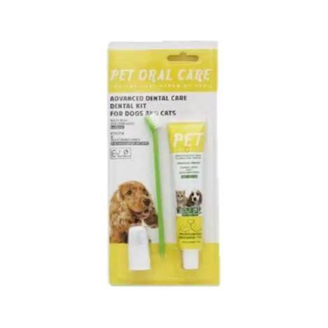1 kit de soins dentaires pour chiens et chats, dentifrice comestible vanille, brosse à dents classique + brosse digitale en silicone (1/3)