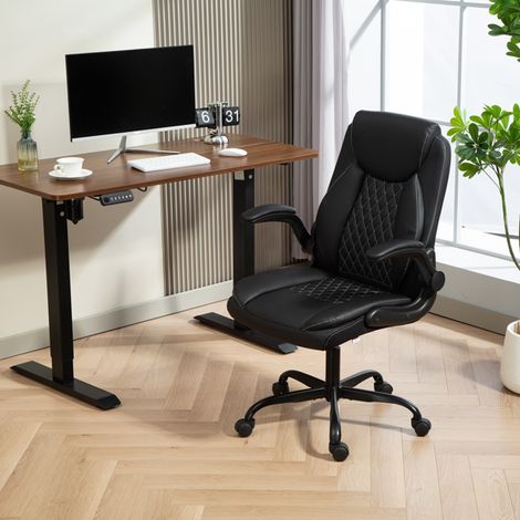 Ergonomic Office Chair with Adjustable Height,Comfortable Faux Leather,Flip-Up Armrests,360° Swivel,Supports Up to 120kg