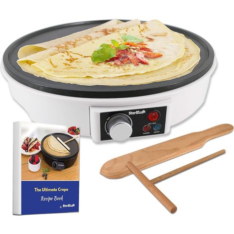 Crepiere Electrique De 30,5 Cm, Avec Livre De Recettes Inclus, Et Spatule En Bois, 220-240 V Ca, 50/60 Hz, 1000 W, Prise Britannique, Adaptateur De Prise Europeenne Inclus (1/5)