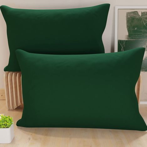 Lot de 2 Taies d'oreiller de Lit 80x40 cm, Housses de Coussin Unies Couleur Vert Émeraude, Taie Oreiller 100% Microfibre Hypoallergénique, Fabriqué en Italie