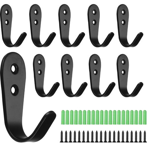 10 Wandhaken zum Einschrauben, Edelstahl, robust, für Kleidung, Hüte, Handtücher