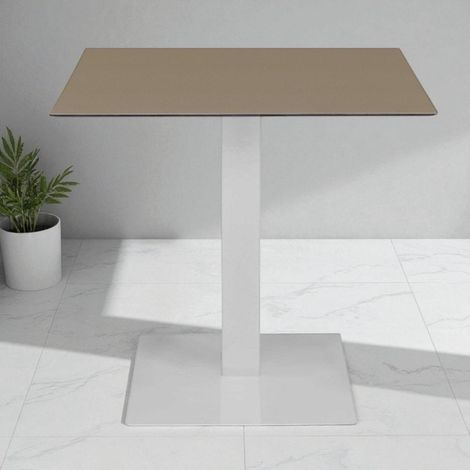 Tavolo bar pub ristorante 80x80 cm per esterno base bianca piano HPL Tortora H 74 (1/5)