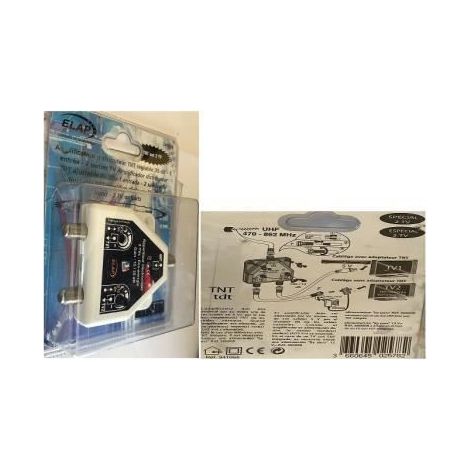 AMPLIFICATEUR DISTRIBUTEUR TNT REGLABLE 35 DB 1-ENTREE- 2 SORTIES TV REF 341055 ELAP HDME