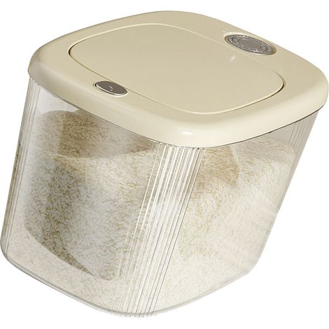 Boîte de rangement pour riz multifonctionnelle de grande capacité, de qualité alimentaire, pour la cuisine, blanc crème, taille L (1/5)