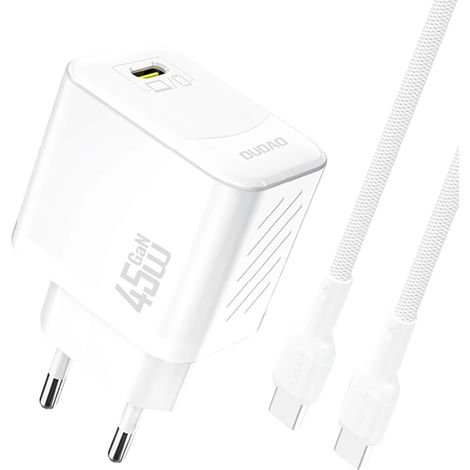 Cargador de pared Dudao A28C de 45 W con tecnología GaN y cable USB-C - Blanco (1/5)
