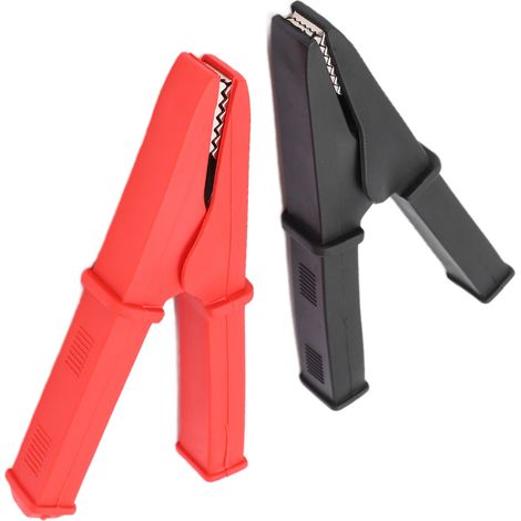 Pinces crocodiles haute tension U57 3000 V, grand format, protection intégrale, rouge et noir (1/5)