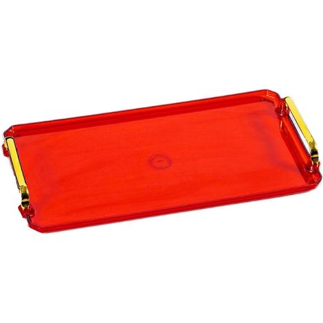 Serviertablett, dekoratives Kosmetiktablett, rechteckiger Badezimmer-Organizer, Schmuck-, Parfüm- und Kosmetikhalter für Dusche, Tisch oder Schreibtisch-L-red (1/5)