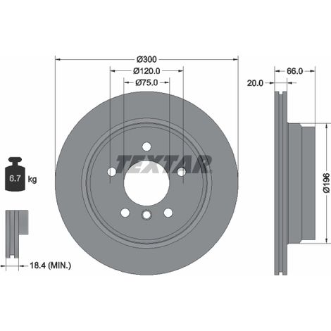 Lot de 2 Disques de frein Textar 92154903 BMW 34216764653 34216855008 6764653