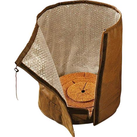 Couverture d'hivernage pour plantes en pot, couverture d'hivernage pour plantes, marron (y compris tapis de cocotier) 60D × 45H (1/4)