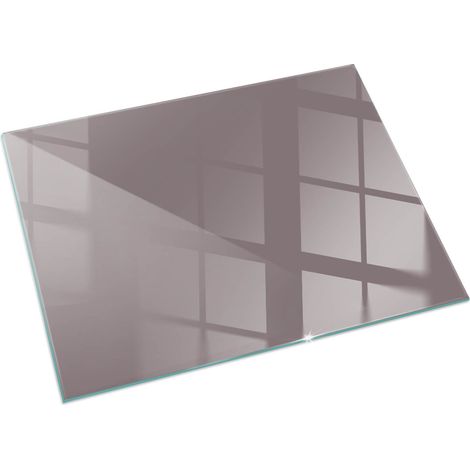 Plaque Rectangulaire en verre trempé décorative de protection de sol sous cheminée Couleur Beige 60x40 cm (1/5)