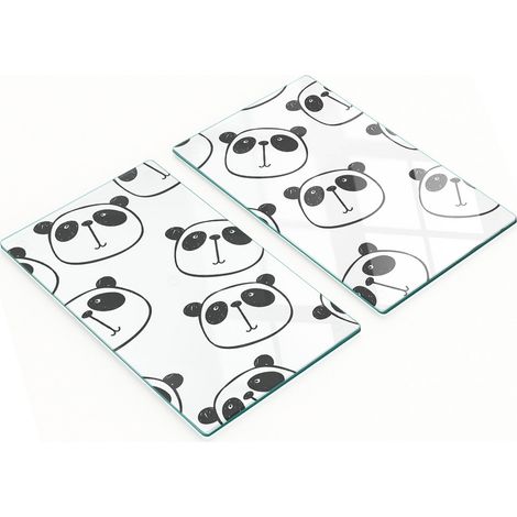 Juego de tablas de cocina de vidrio templado con estampado de pandas, 2 x 30 x 52 cm.