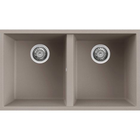 Lavello Elleci Incasso 2 vasche 76x43,5 Quadra 350 Sottotop Granitek Grigio Tortora LGQ35043BSO