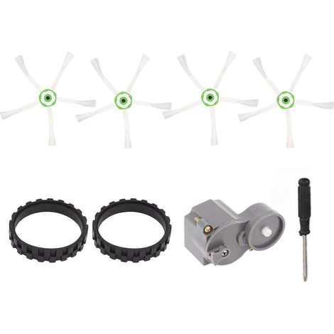Kit motore spazzola laterale per iRobot Roomba i7 E5 E6 I3, in ABS resistente con 4 spazzole e rulli, strumento di lavoro incluso. (1/5)