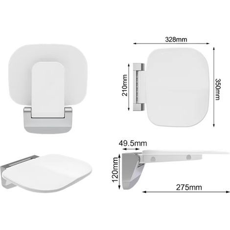 Asiento de ducha plegable de pared, taburete de ducha plegable de pared, silla de ducha antideslizante para personas con discapacidad y personas mayores - Blanco (1/3)