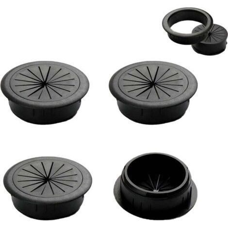 Lot de 4 passe-câbles flexibles pour bureau, ouverture 50 mm, outils pour organiser et trier les câbles de données, passe-câbles métalliques pour bureau et PC (noir) (1/4)